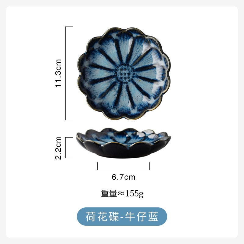 1PC Originality Ceramics Plate Flavor Small Dish Seasoning Dish Food Plate European Flower Shape Dish Ceramics Tableware