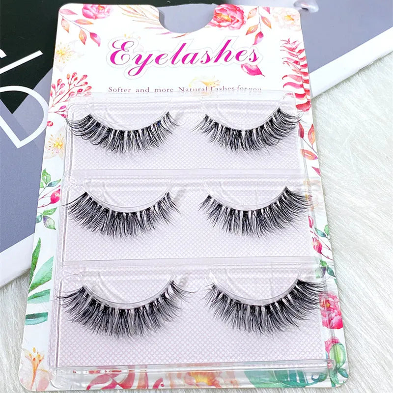 False Eyelashes 3 Pairs Pure Handmade Natural Transparent Terrier Fake Eyelashes Short Paragraph Bare Makeup Eyelashes