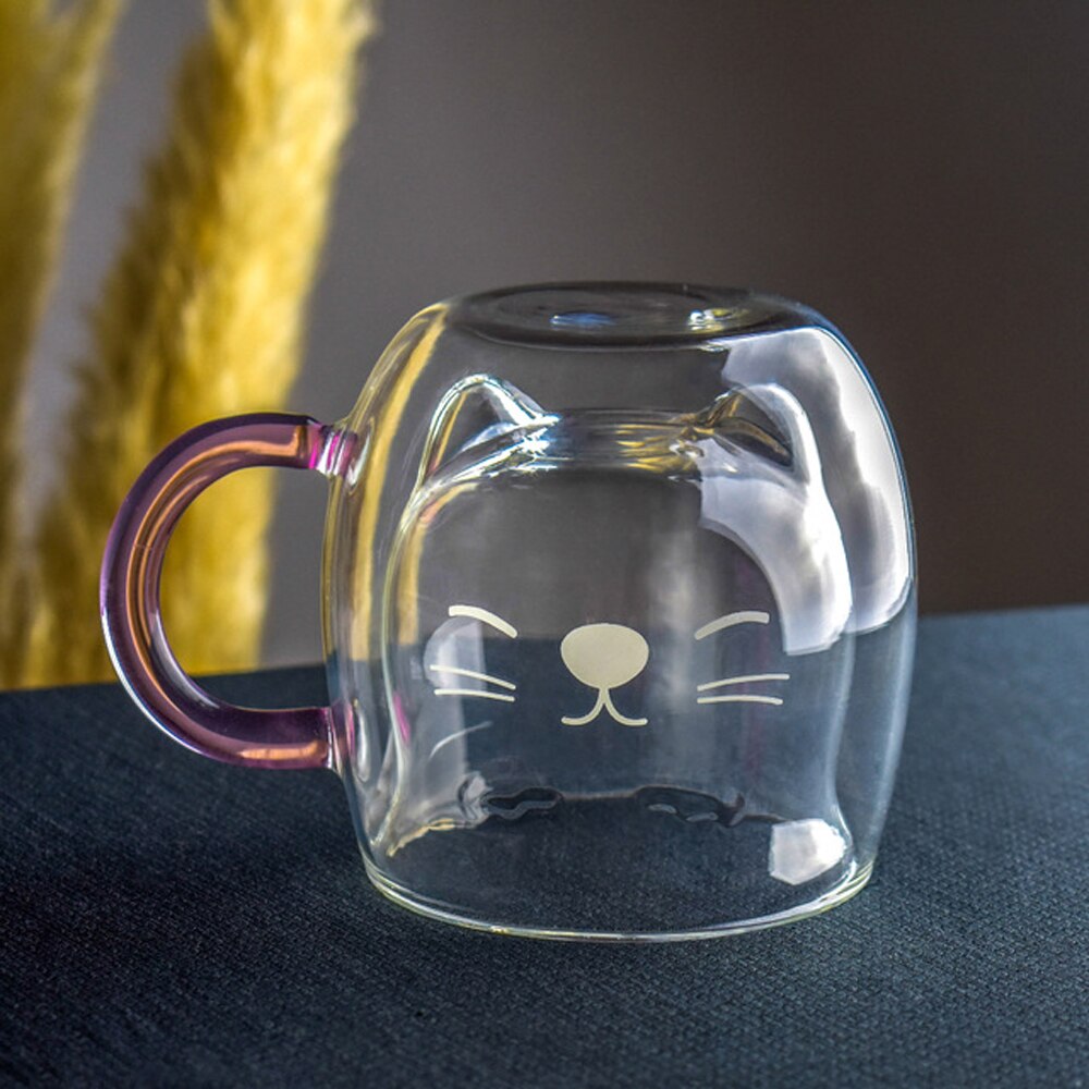 3D 2-Tier Coffee Mug Lovely Panda Bear Cat Cute Duck Shaped Double Wall Glass Cup Resistant Wine Kungfu Tea Milk Juice