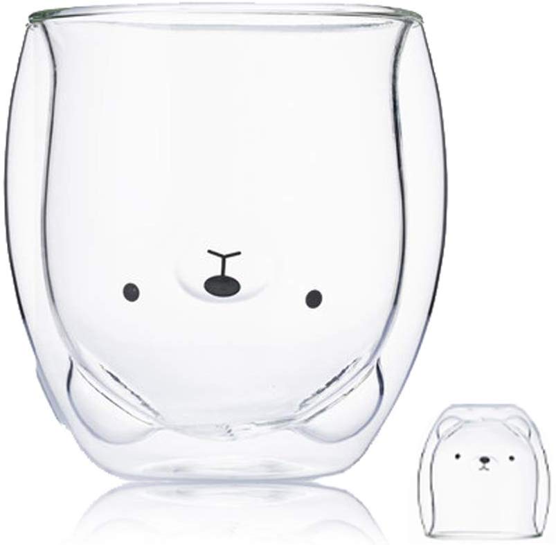 3D 2-Tier Coffee Mug Lovely Panda Bear Cat Cute Duck Shaped Double Wall Glass Cup Resistant Wine Kungfu Tea Milk Juice