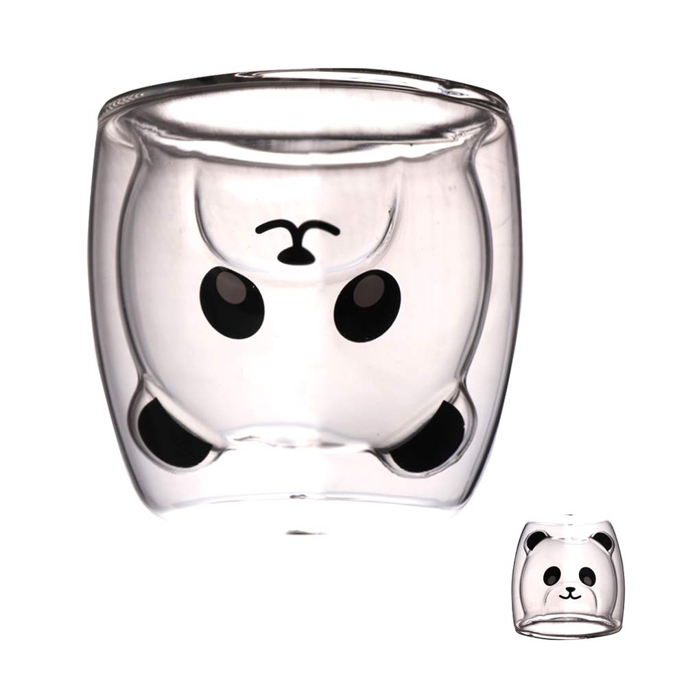 3D 2-Tier Coffee Mug Lovely Panda Bear Cat Cute Duck Shaped Double Wall Glass Cup Resistant Wine Kungfu Tea Milk Juice