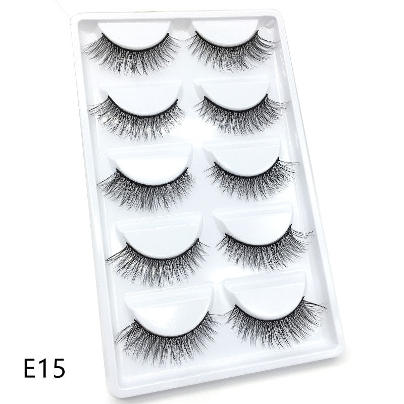 5 pairs long Natural Mink False Eyelashes Cross Dense Handmade Cotton Stalk Eye Lashes Date Make-up Mink Fake Eyelashes