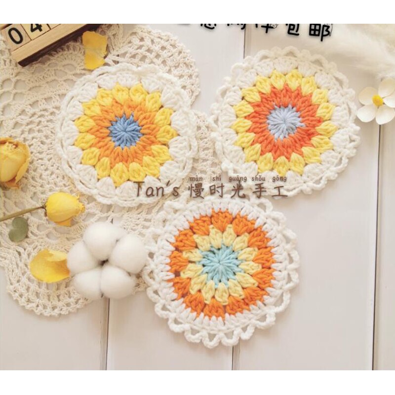DIY Crochet Granny Square Cup Coaster Placemat Pad Tea Mug Coffee Mat Kitchen Table Decor Wedding Gift