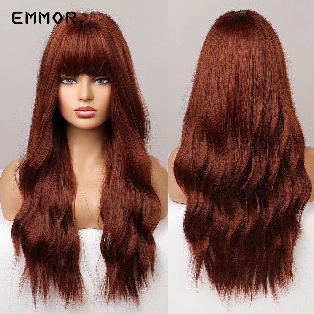 Synthetic Purple Wigs for Women Cosplay Party Lolita Wigs Bangs High Temperature Fiber Natural Long Body Wave Hair Wigs