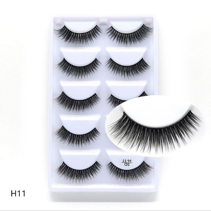 5 pairs long Natural Mink False Eyelashes Cross Dense Handmade Cotton Stalk Eye Lashes Date Make-up Mink Fake Eyelashes