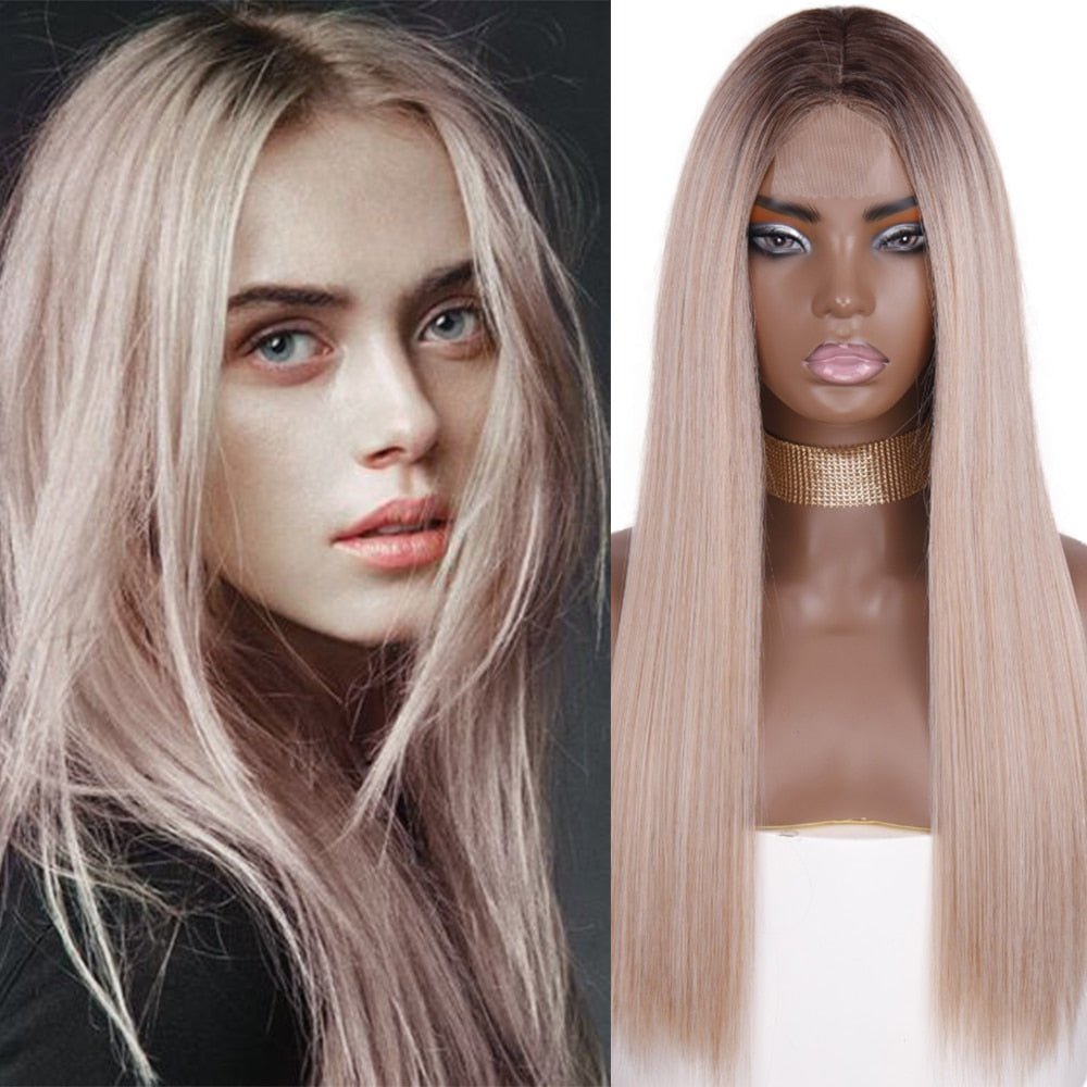 Synthetic Wigs for Women Long Straight Blonde Wig Natural Middle Part Wig Heat Resistant Fiber Natural Looking Wig