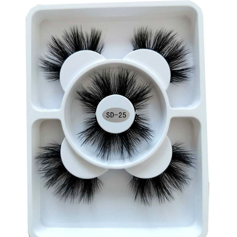 3 pairs natural false eyelashes fake lashes long 3d mink lashes eyelash extension
