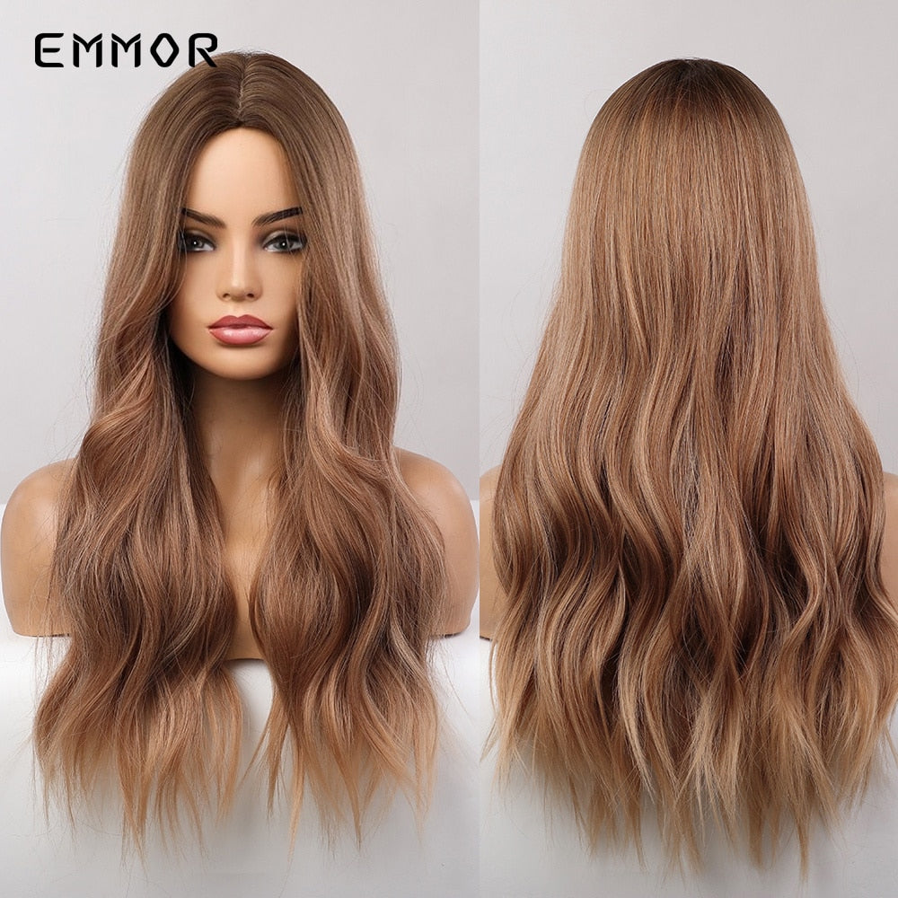 Synthetic Wigs Long Wavy Blonde Natural Hair Wigs for Women Cosplay Wigs Heat Resistant Fiber Hair Wig