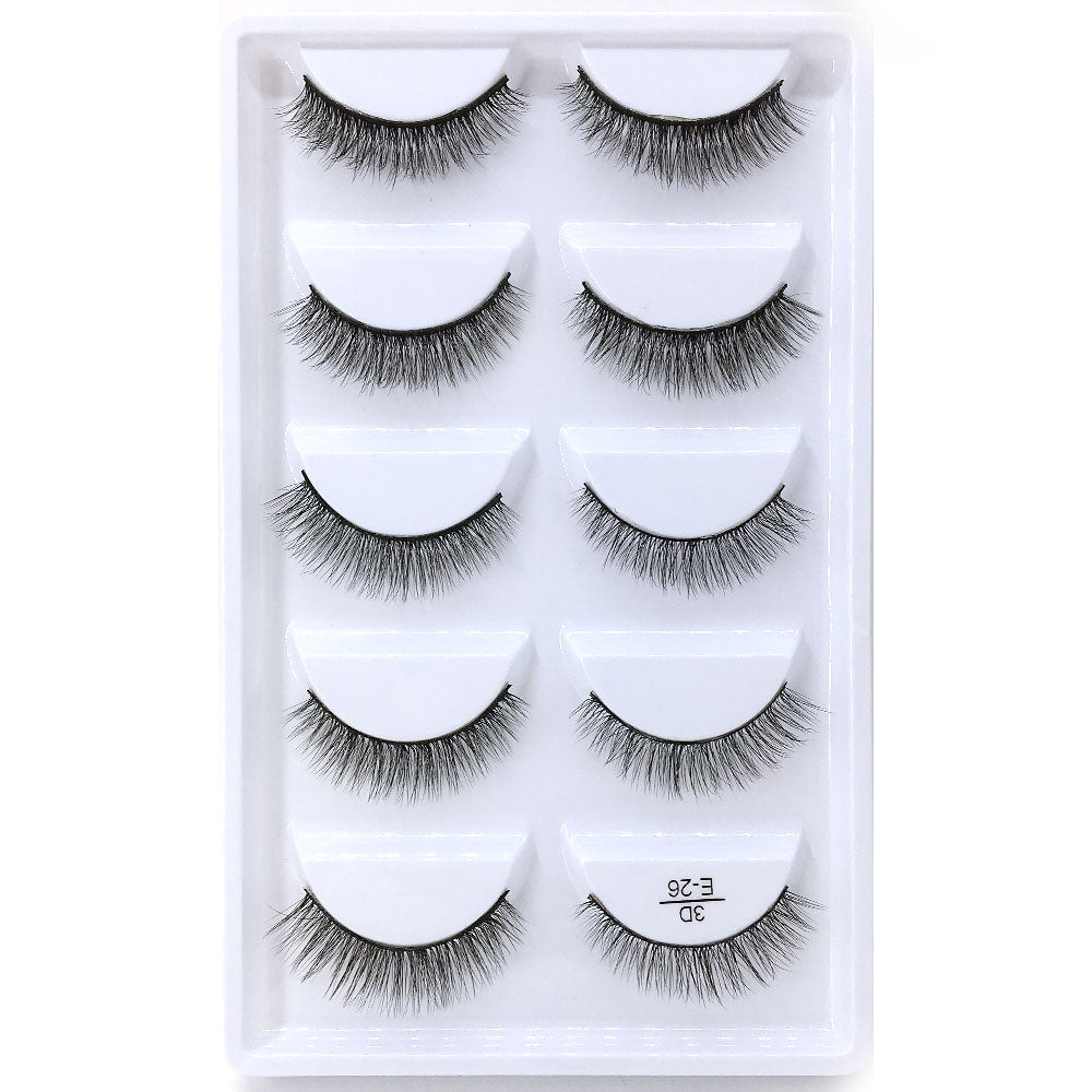 5 pairs long Natural Mink False Eyelashes Cross Dense Handmade Cotton Stalk Eye Lashes Date Make-up Mink Fake Eyelashes