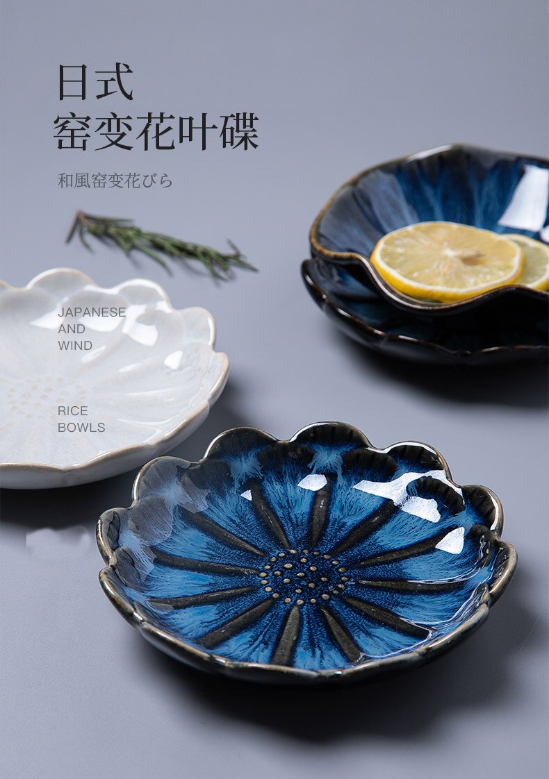 1PC Originality Ceramics Plate Flavor Small Dish Seasoning Dish Food Plate European Flower Shape Dish Ceramics Tableware