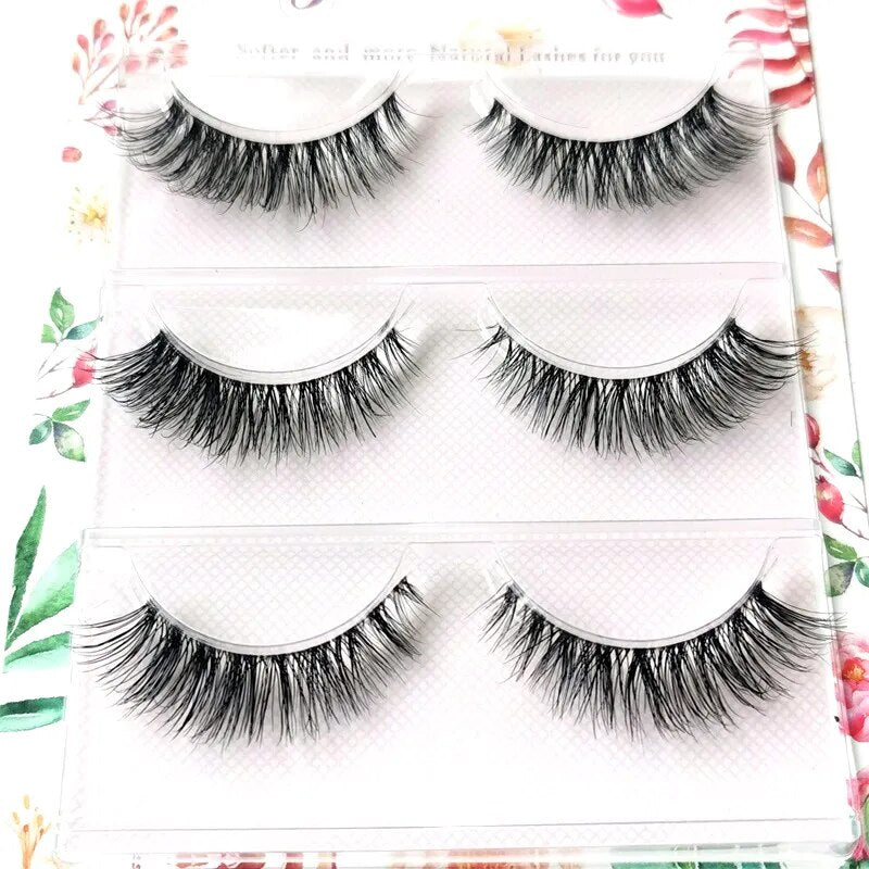 False Eyelashes 3 Pairs Pure Handmade Natural Transparent Terrier Fake Eyelashes Short Paragraph Bare Makeup Eyelashes