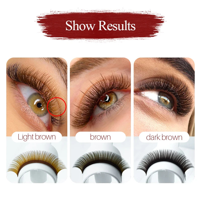 High Quality brown eyelash extensions for salon False lashes 12 lines per tray