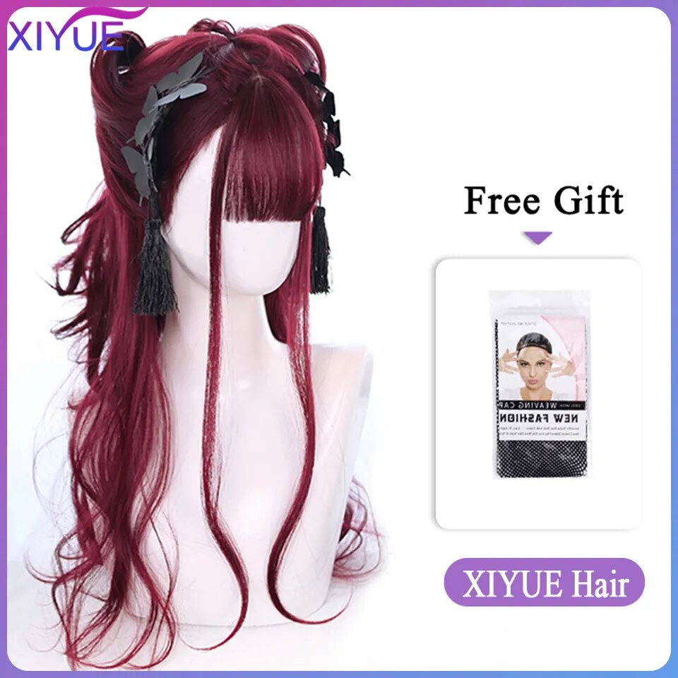 Blue Pink Lolita Wigs Ombre Long Water Wave Cosplay Wigs Synthetic Hair Wigs Heat Resistant For Women