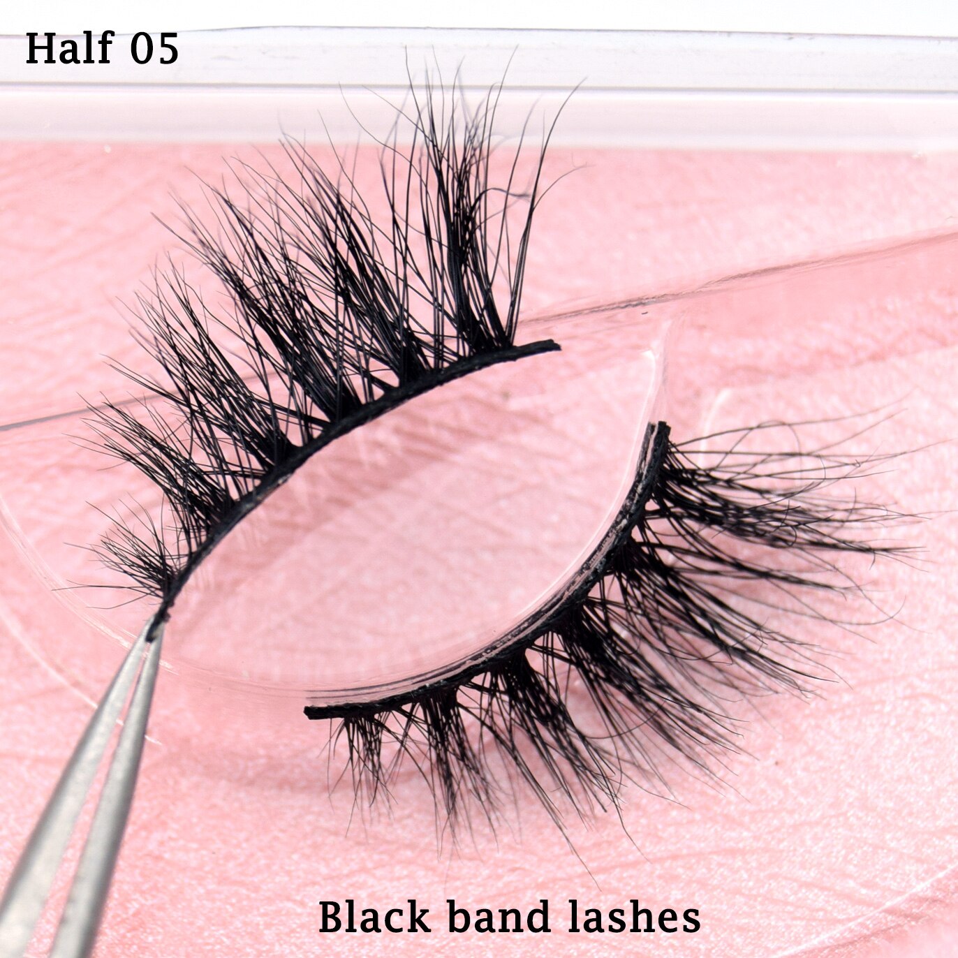 Half Lashes Transparent Stalk Invisible Band Mink Lashes Natual Wispy Half Mink eyelashes Reusable False Eyelashes