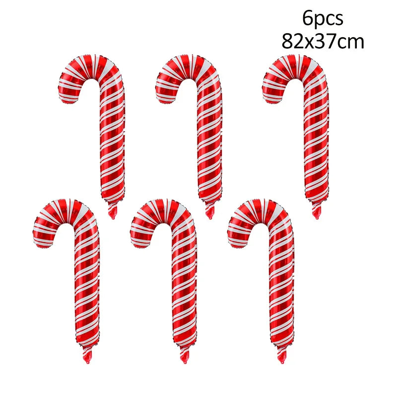6Pcs Large Christmas Pink Candy Cane Foil Balloon Christmas Windmill Helium Globos Kids Toy New Year Christmas Decorations