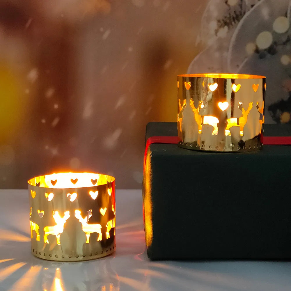 Christmas Iron Hollow Candle Holder Merry Christmas Decorations For Home Table Ornaments Noel Navidad Natal New Year Gifts