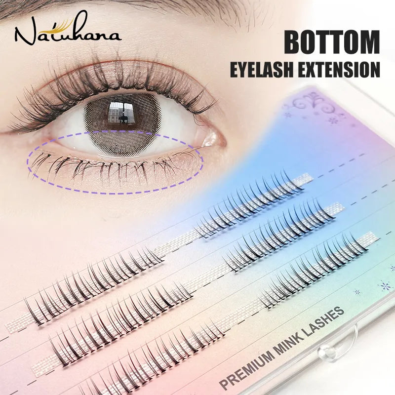 Individual Natural False Lower Eyelashes V Shaped Bottom Lash Extensions DIY Cluster Under Eye Lashes