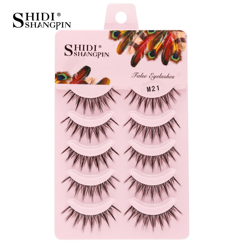 3/5/10 Pairs Half Lashes Fox Eye Wispy Fluffy Faux Cils Natural Winged Fake Eyelashes Half Lashes maquillage