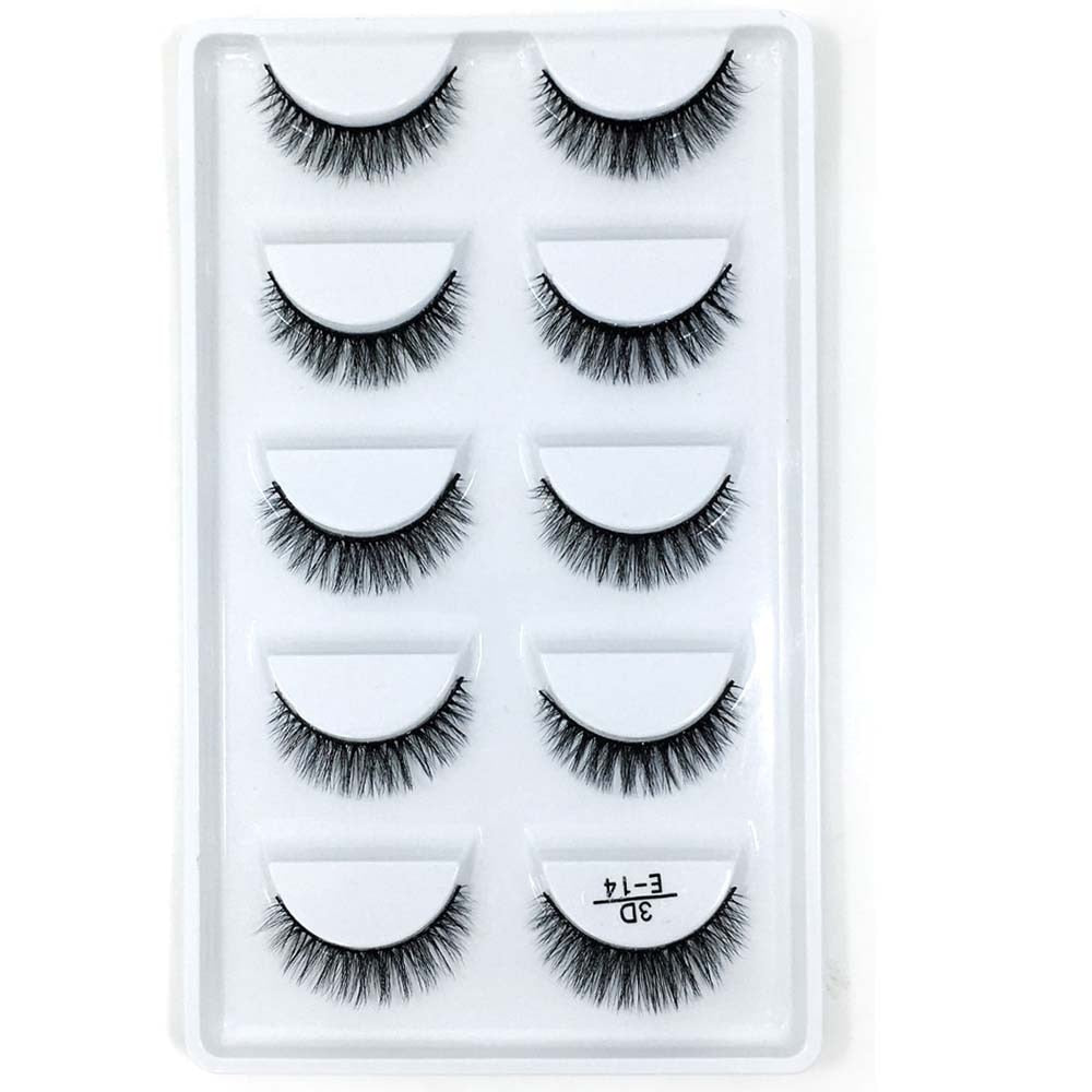 5 pairs long Natural Mink False Eyelashes Cross Dense Handmade Cotton Stalk Eye Lashes Date Make-up Mink Fake Eyelashes