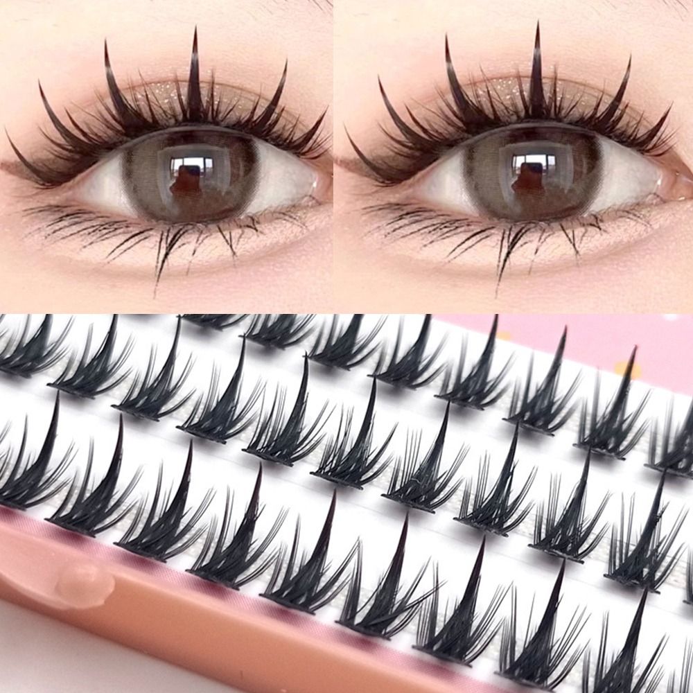 3 Rows Segment Lashes Manga False Eyelashes 3D Cluster Individual Eyelashes Thick Dramatic DIY False Eyelashes