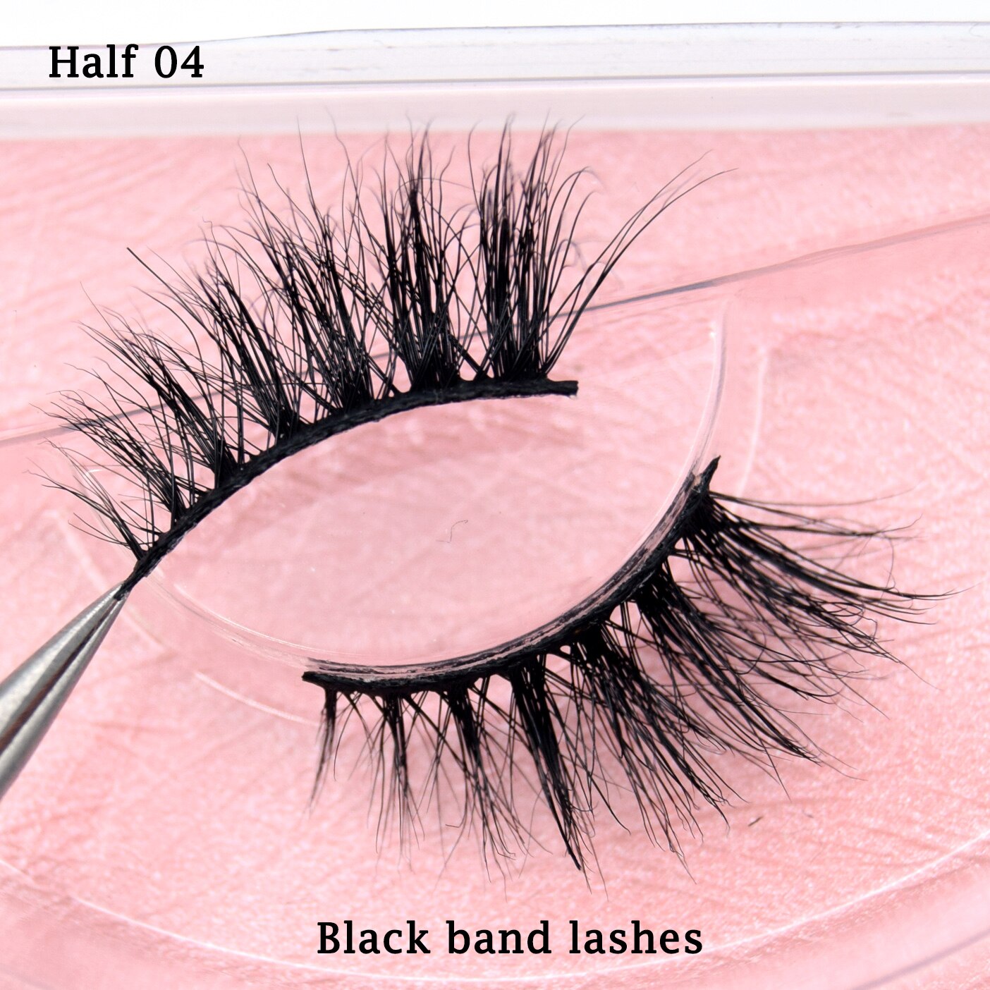 Half Lashes Transparent Stalk Invisible Band Mink Lashes Natual Wispy Half Mink eyelashes Reusable False Eyelashes