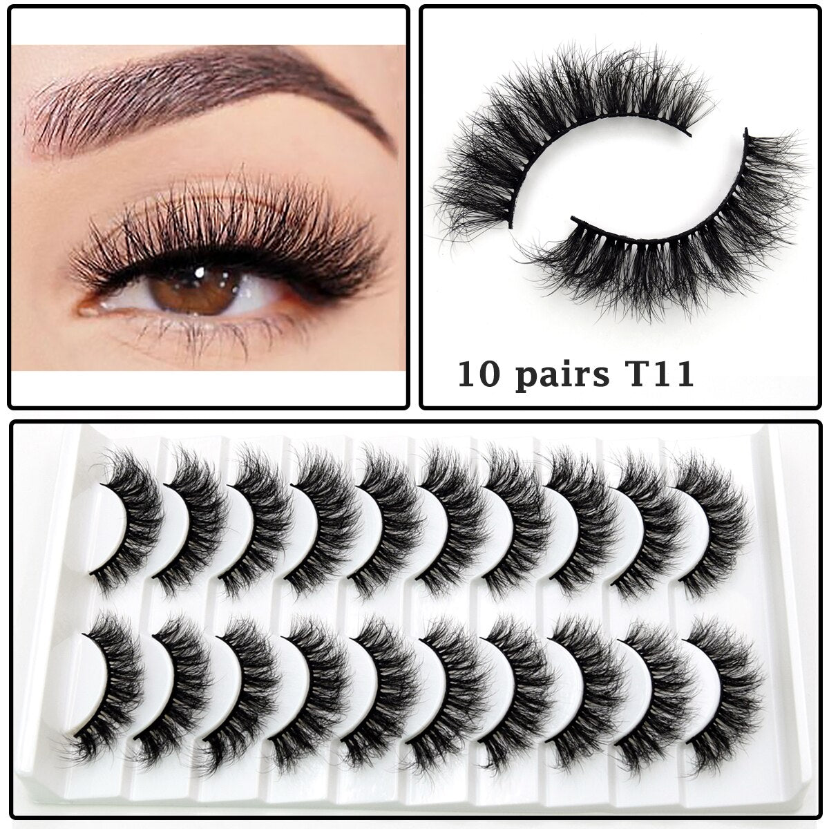 Lashes 3/5/10 pairs 3D Faux Mink Lashes Wispy Natural False Eyelashes Dramatic Volume Lashes Eyelash Extension