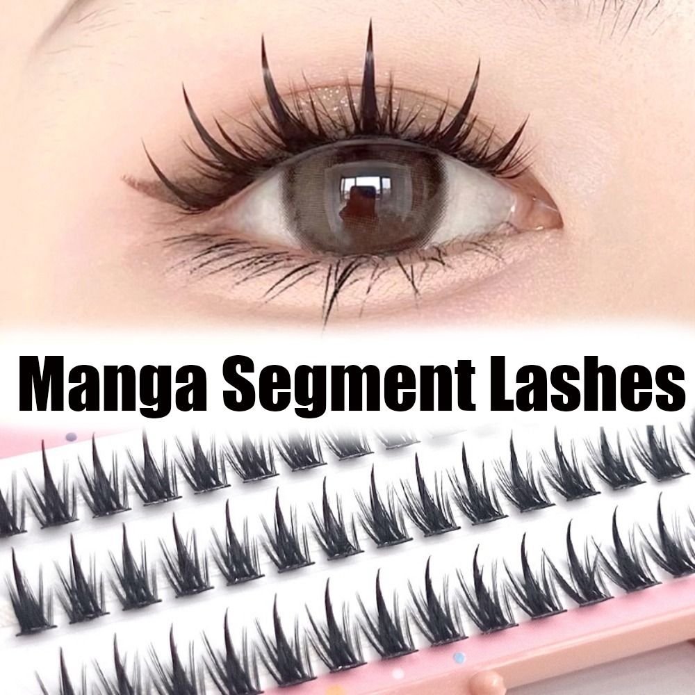 3 Rows Segment Lashes Manga False Eyelashes 3D Cluster Individual Eyelashes Thick Dramatic DIY False Eyelashes