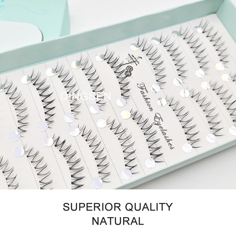 Manga Lashes Faux Cils 3/5/10 Pairs Lashes Soft and Slender False Eyelashes Transparent Stem Eyelashes Lash Extension