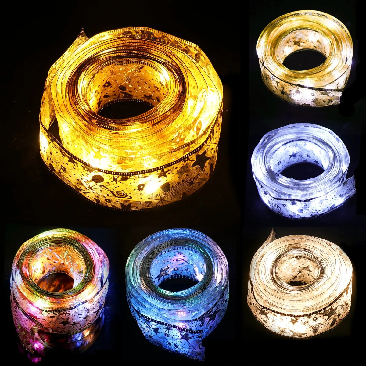 Christmas Ribbon Fairy Light String Merry Christmas Decorations For Home Cristmas Ornament Xmas Navidad Gifts New Year