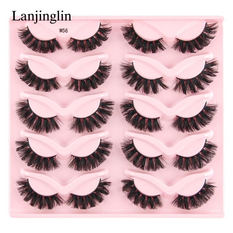 3/5/10 Pairs Half Lashes Fox Eye Wispy Fluffy Faux Cils Natural Winged Fake Eyelashes Half Lashes maquillage
