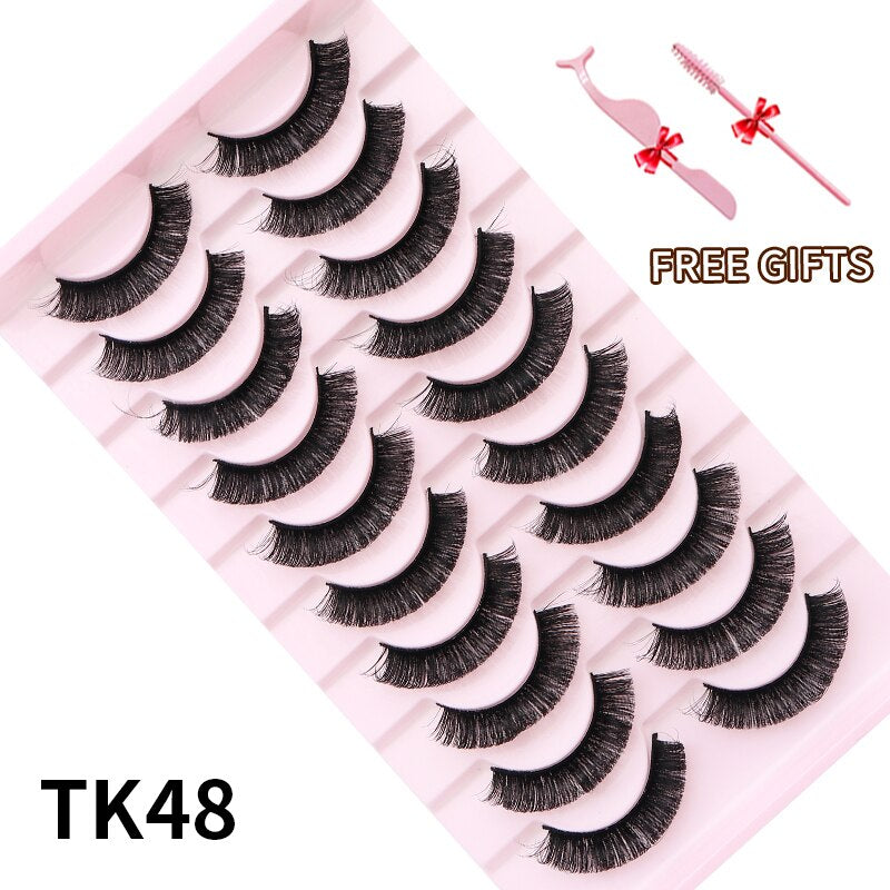 3D Mink Eyelashes Russian False Eyelashes DD Curl 10-23mm Reusable Fluffy False Eyelashes Extensions Mink Lashes