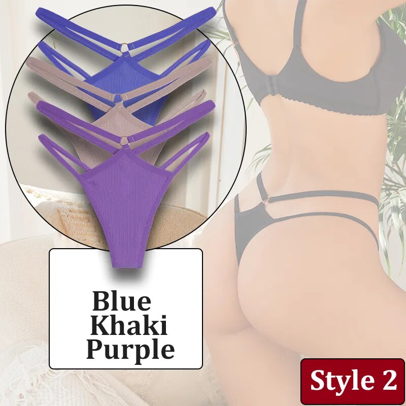 3PCS/Set Women Sexy Lace Panties Hollow Out Thongs Low Waist Female Cotton G-String Underwear Bikini Intimates Lingerie