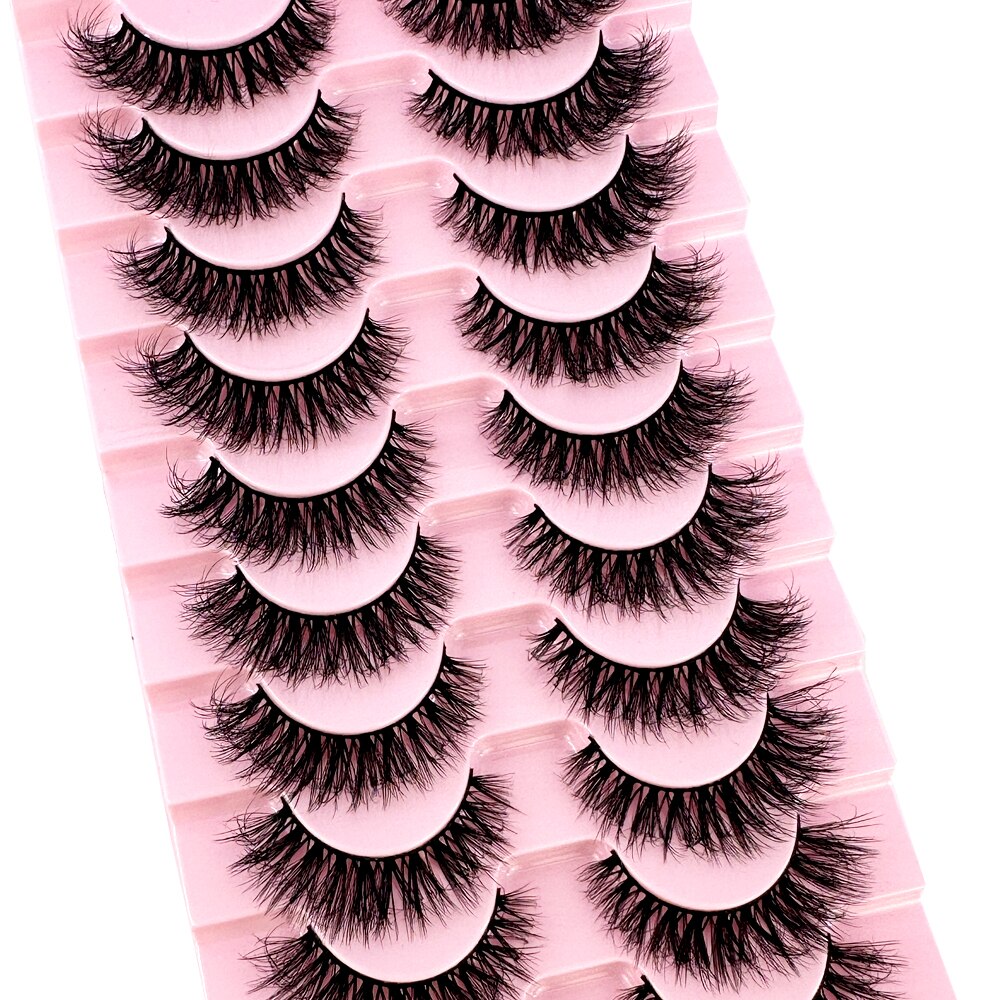 10 pairs 3d faux mink false eyelashes natural long messy fake eyelashes crisscross lashes extension fluffy eye lashes
