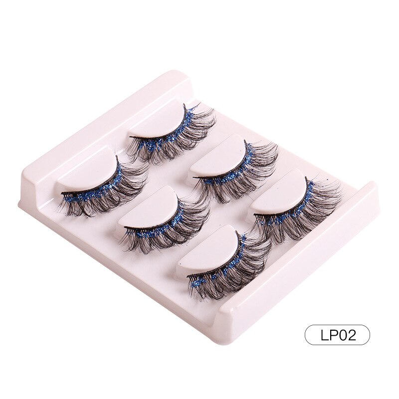 3Pairs Half Eey Lashes 3D Natural Lashes Natural False Eyelashes Wispy Fluffy Eyelash Extension