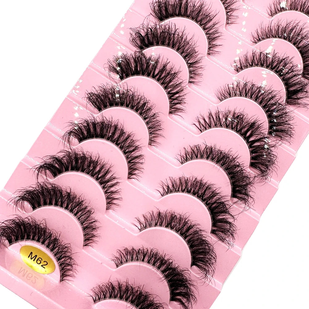 Invisible band Lashes 10 Pairs 3D Faux Mink Lashes Natural short Transparent Terrier Lashes Clear Band Soft Eyelashes Extension