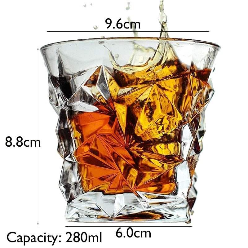 1PCS Whiskey Glass Old Fashioned Rocks Glasses Tumblers Glassware for Cocktail Scotch Bourbon Gin Vodka Brandy