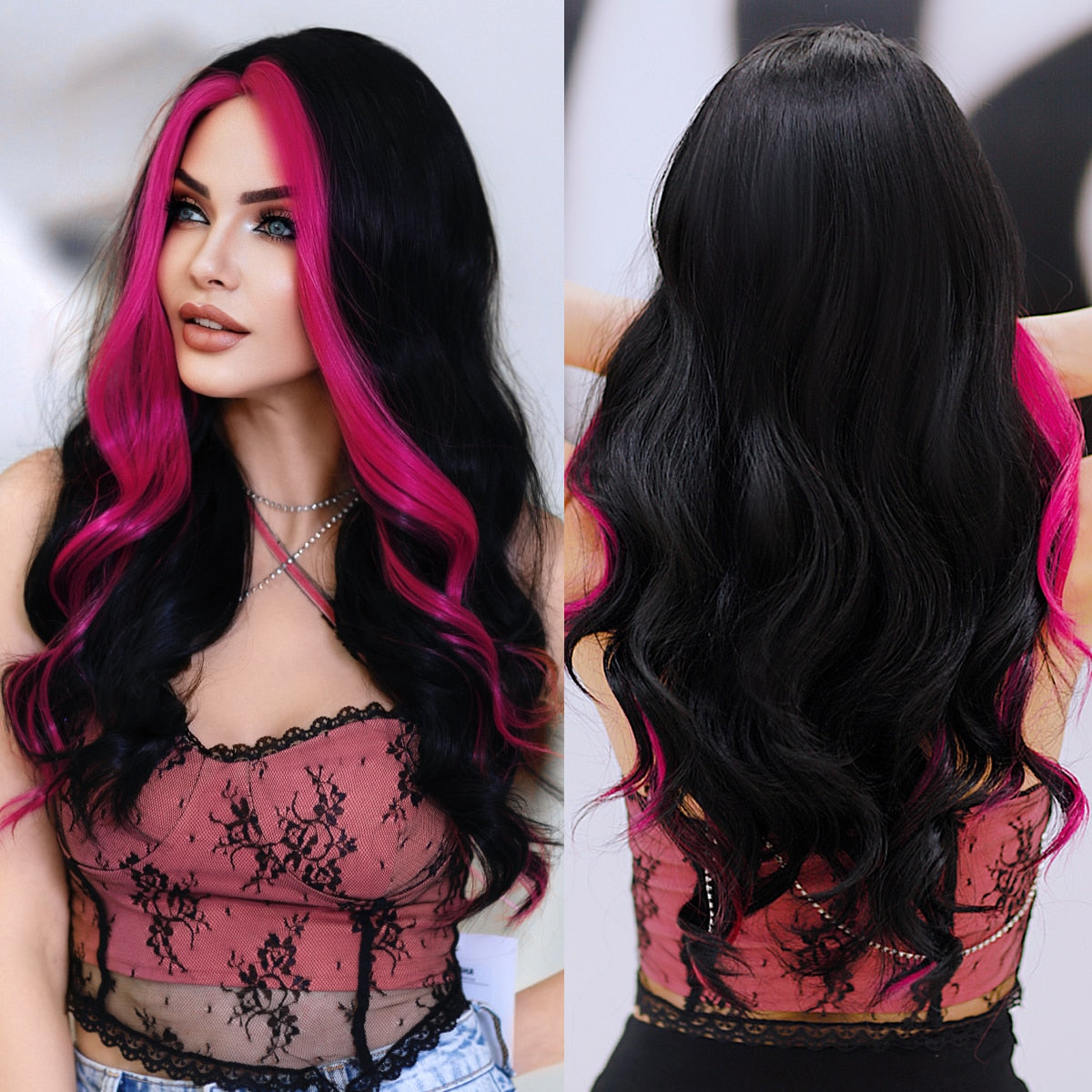 Bright Orange Long Wavy Women Wig Natural Synthetic Wigs with Bangs for Black Women Daily Party Cosplay Heat Resistant