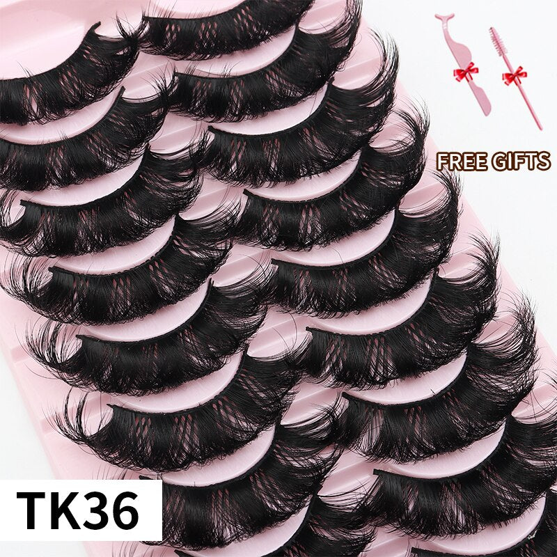 3D Mink Eyelashes Russian False Eyelashes DD Curl 10-23mm Reusable Fluffy False Eyelashes Extensions Mink Lashes