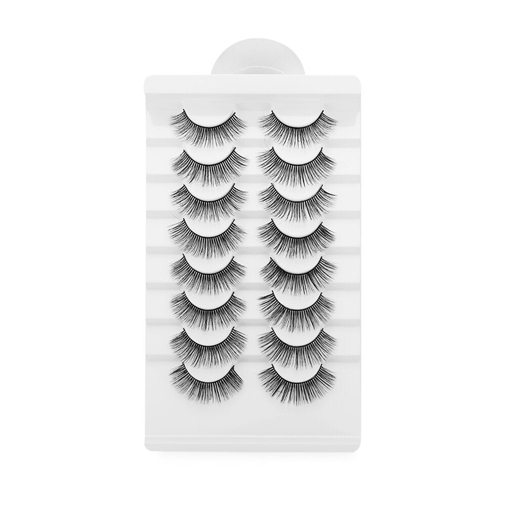 8 Pairs 3D Mink False Eyelashes Mixed Style 100% Mink Hair Wispies Criss-cross Fluffy Eyelashes Volume Handmade Cruelty-free