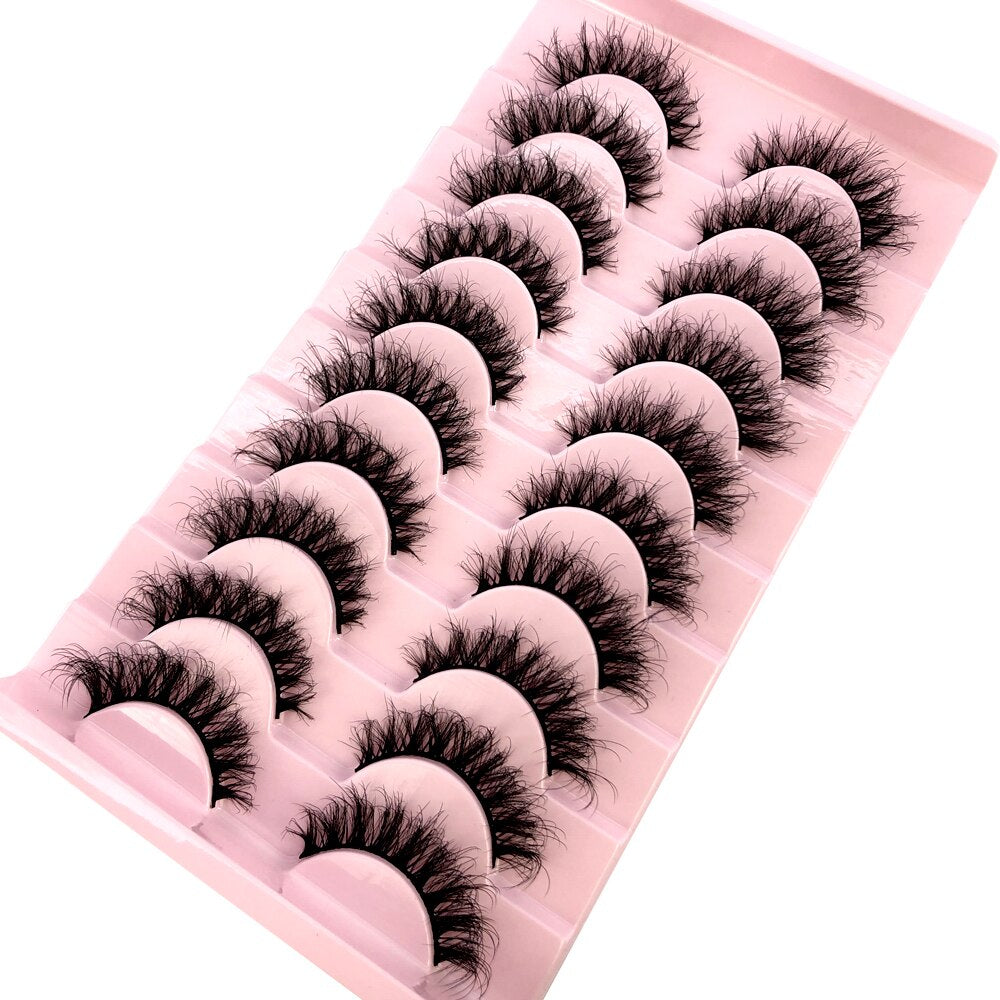 10 pairs Natural Lashes 3D Mink Lashes Faux Mink Fluffy Lash Soft Full Thick Wispy Eyelash Dramatic False Eyelashes
