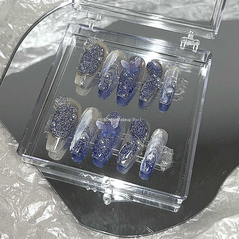 Handmade Flower Butterfly Press On Nails Y2K Short Fake Nail With Glue Reusable Ballet Long Coffin False Nails Tips Art Gift
