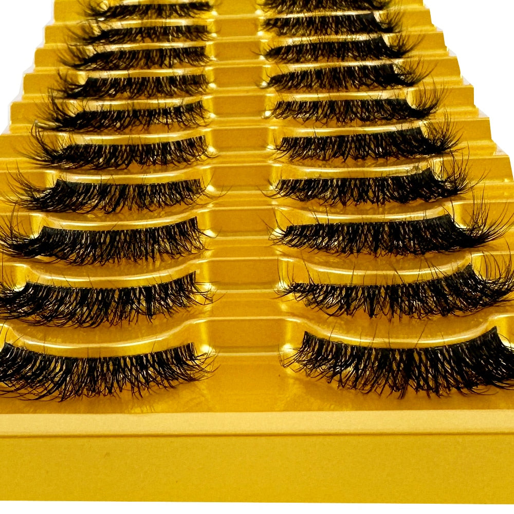 Manga Lashes 10 Pairs 3D Clear Band Lashes Natural Look Wispy Mink Eyelashes short Fluffy Cat Eye Lashes Pack Fake Eyelashes