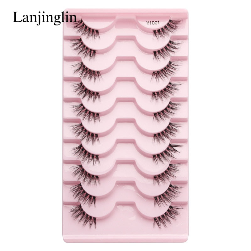 Half Eey Lashes 3/5/10 Pairs Faux Mink Lashes Natural False Eyelashes Wispy Fluffy Eyelash Extension