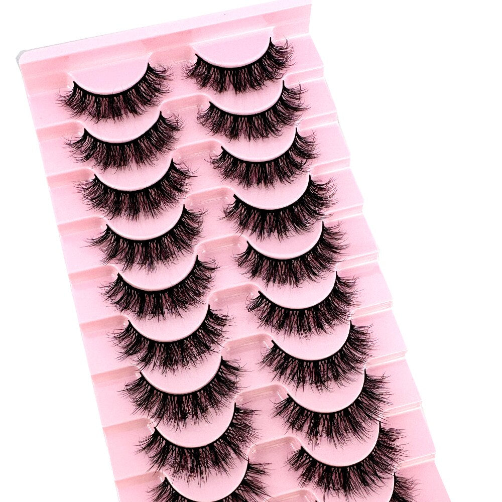 10 pairs 3d faux mink false eyelashes natural long messy fake eyelashes crisscross lashes extension fluffy eye lashes