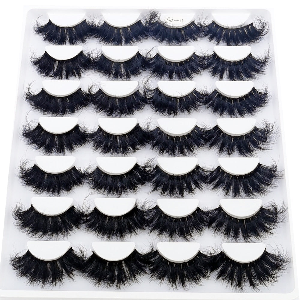 Lashes 14 Pairs Eyelashes Faux Mink Eyelashes Long Lasting Fluffy 25mm Mink Lashes Dramatic Volume lashes Extension Thick Long