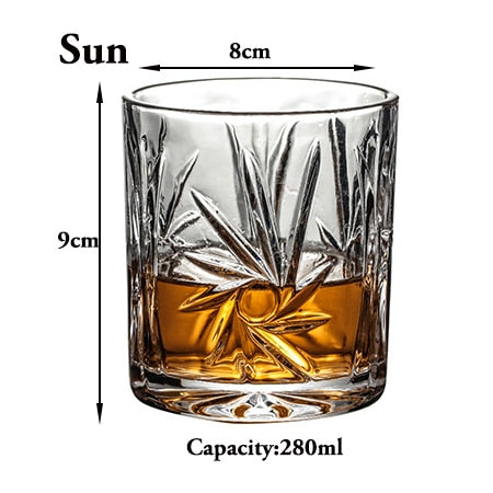 1PCS Whiskey Glass Old Fashioned Rocks Glasses Tumblers Glassware for Cocktail Scotch Bourbon Gin Vodka Brandy