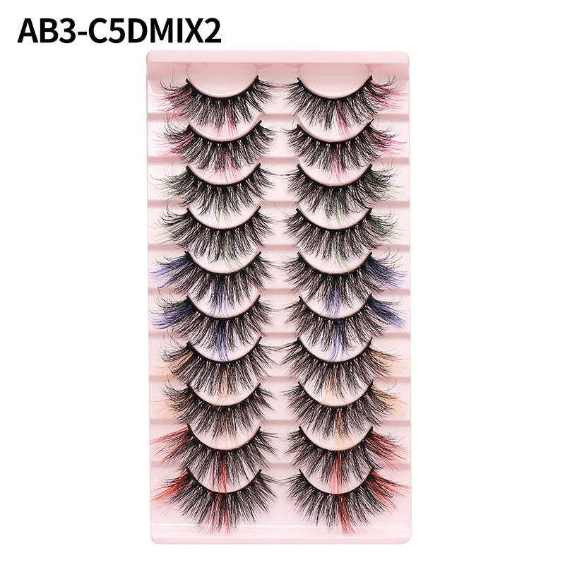 Colored Lash Natural Mink Fluffy Colorful Eyelashes Volume Fan Lashes Thick