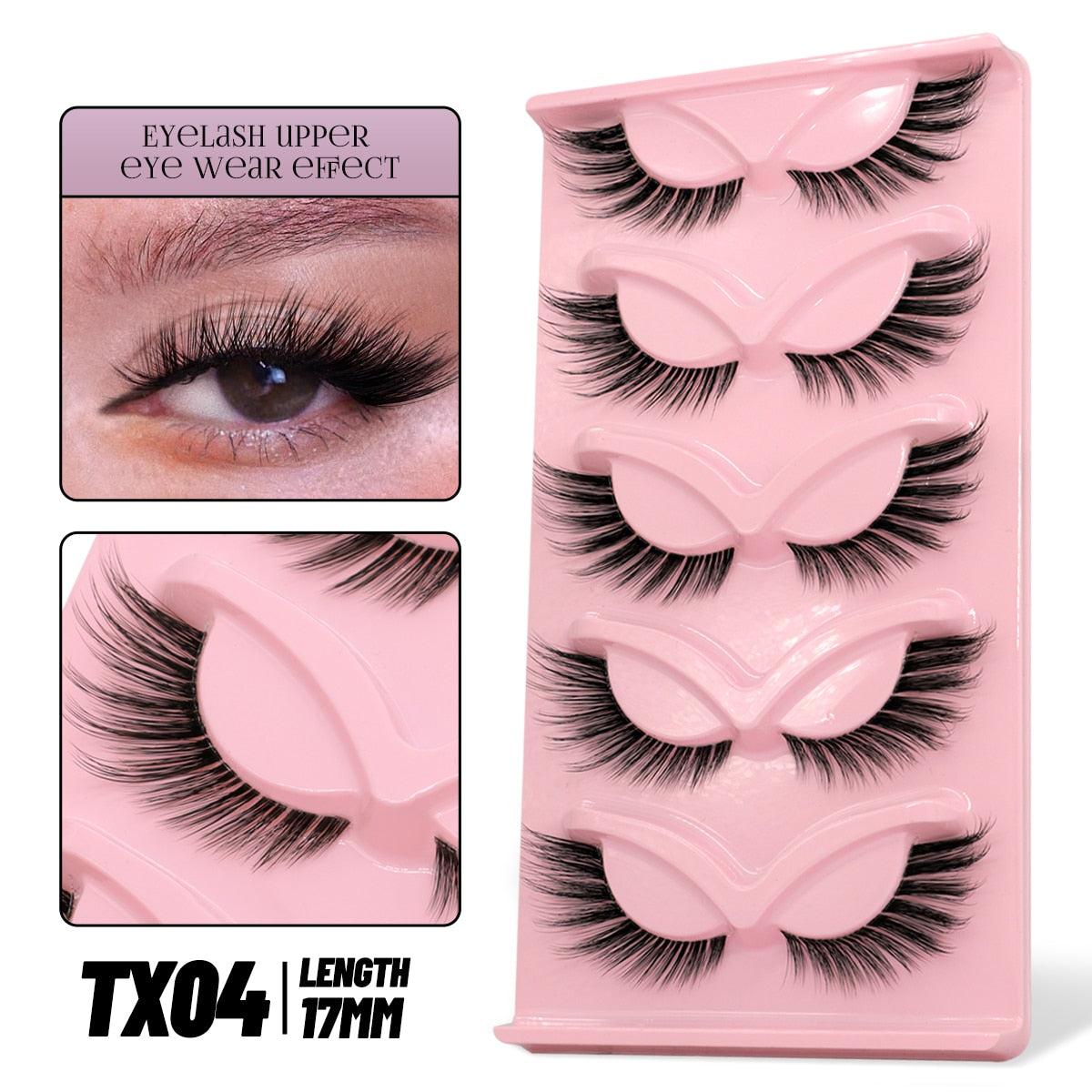 Cat EyeLashes 5 pairs Short Fluffy Eyelashes Soft Natural long Strip Lashes Winged End Eye Elongated Lashes