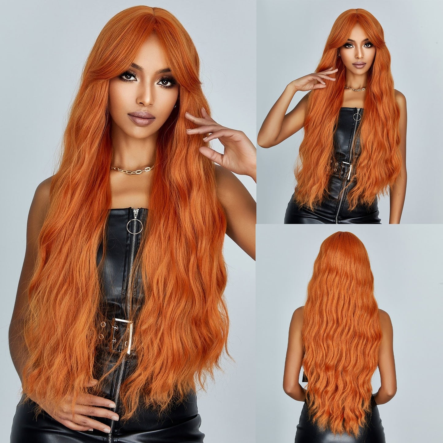 Blue Ombre Long Cosplay Synthetic Wigs with Dark Root Body Wavy Natural Hair Wigs for Woman Halloween Party Use Heat Resistant