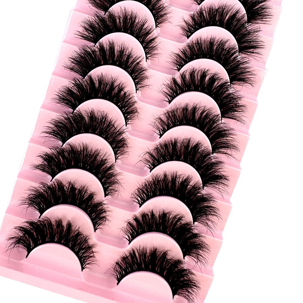 10 pairs 3D Faux Mink Lashes Wispy Natural False Eyelashes Dramatic Volume Lashes Eyelash Extension